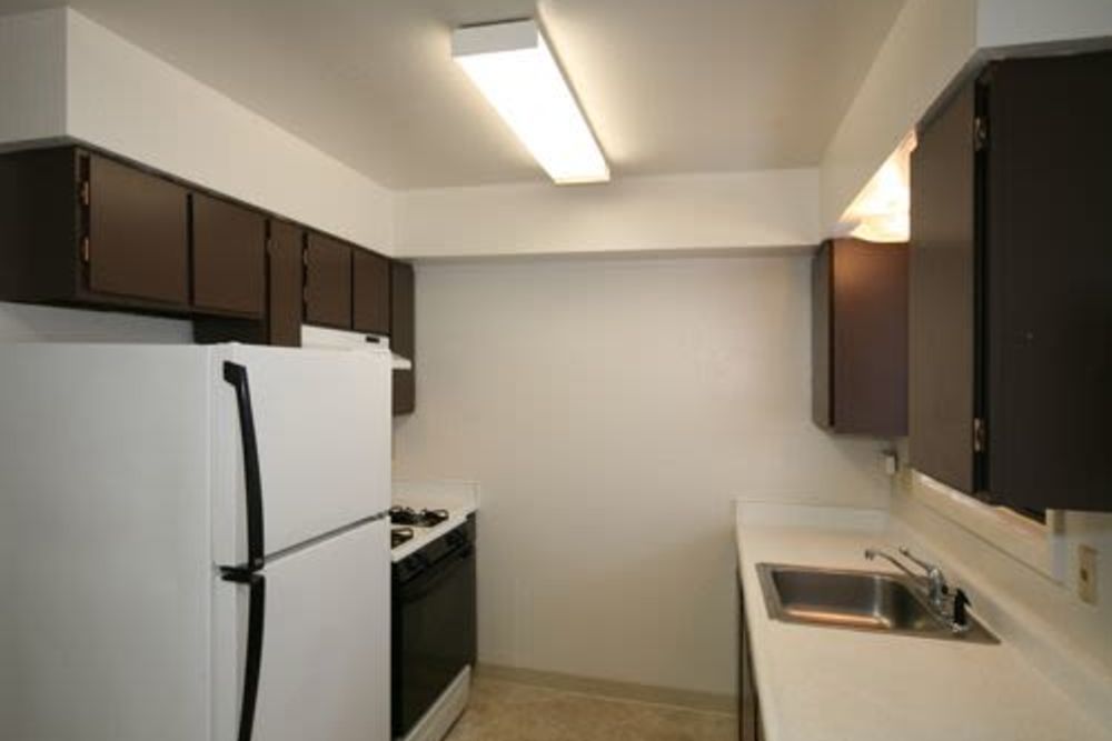 Kitchen with white appliances 