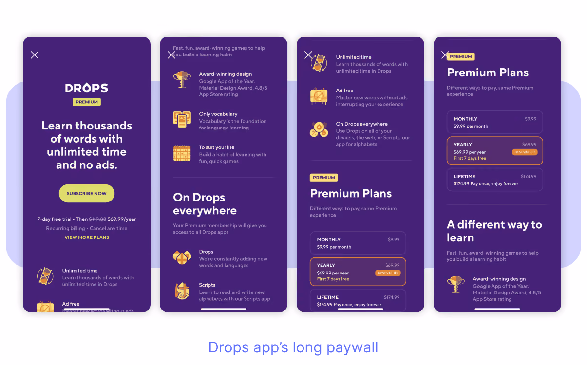 Drops app copywriting example
