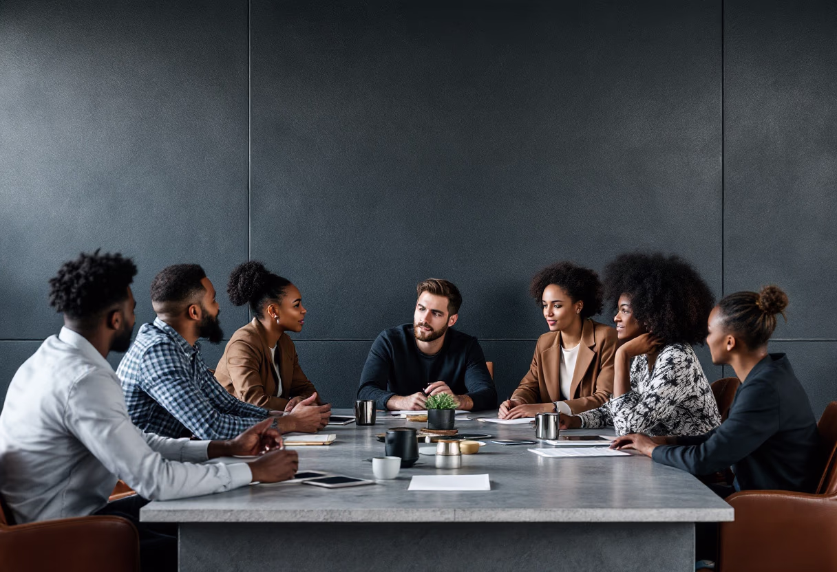 image of people working in an office setting for an ai saas company