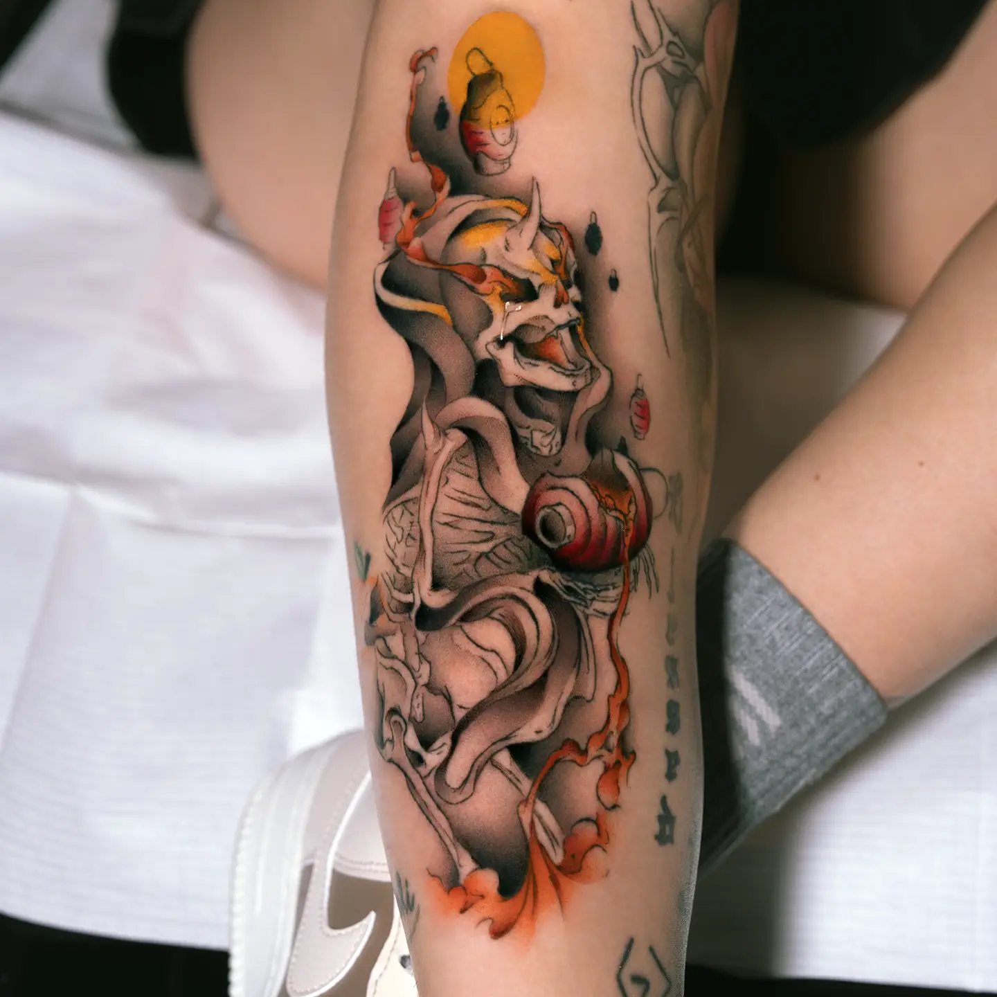 Custom anime-style reaper tattoo