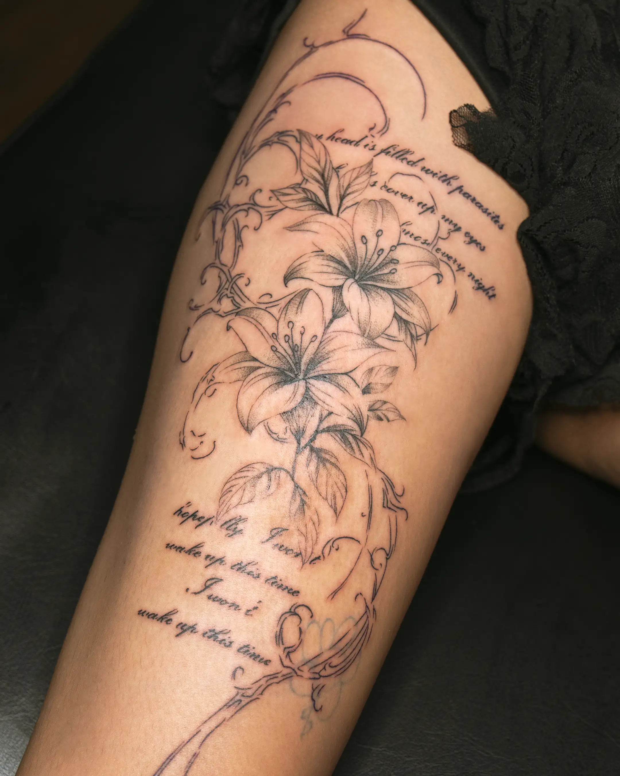 Delicate fine-line nature collage