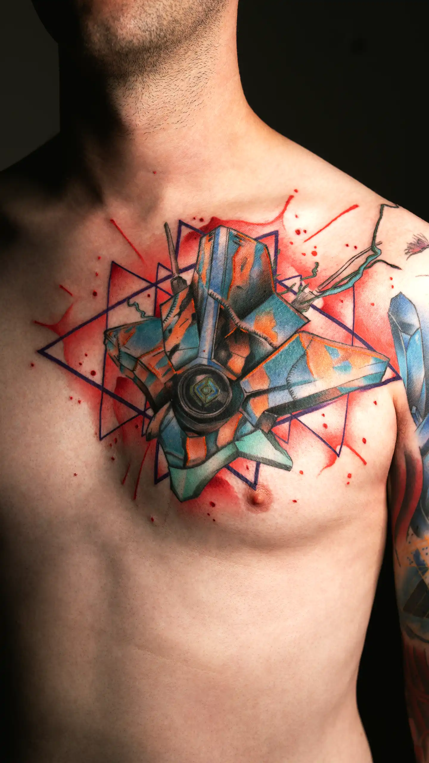 Color realism chest tattoo