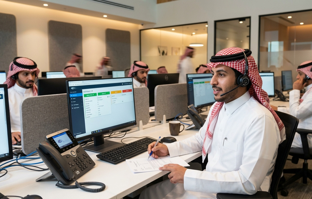 خدمات مراكز الاتصال, مراكز الاتصال السحابية, الاتصال الصوتي, واتساب للأعمال, إدارة منصات التواصل الاجتماعي, أتمتة خدمة العملاء, رؤية السعودية 2030, شركة 4D