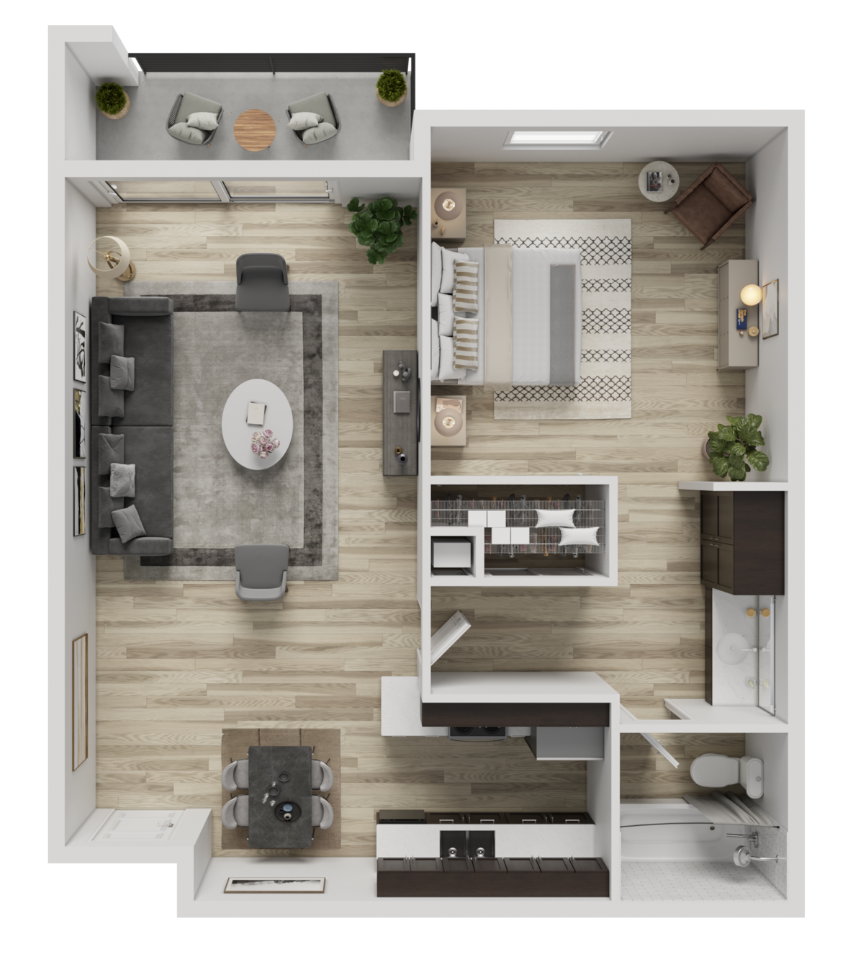 1x1 floor plan