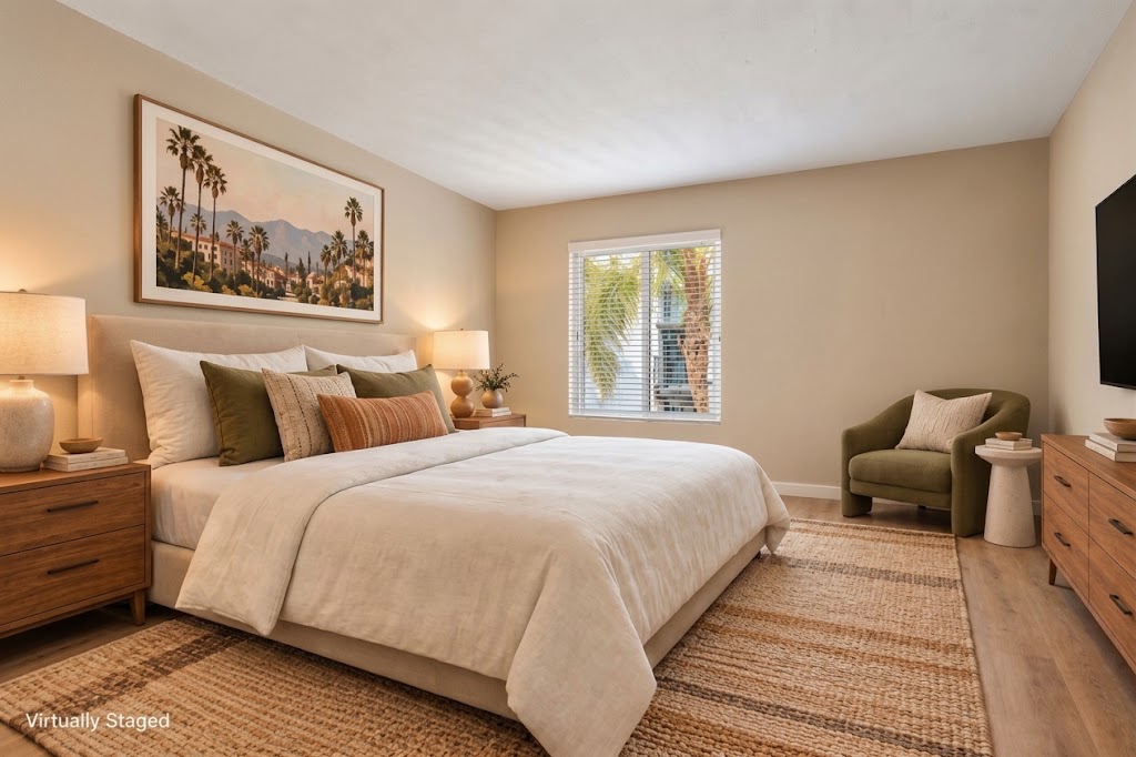 Bedroom with decor stock image