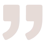 Large beige stylized quotation marks on a transparent background.