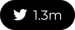 White Twitter bird logo next to text 1.3m on black background.