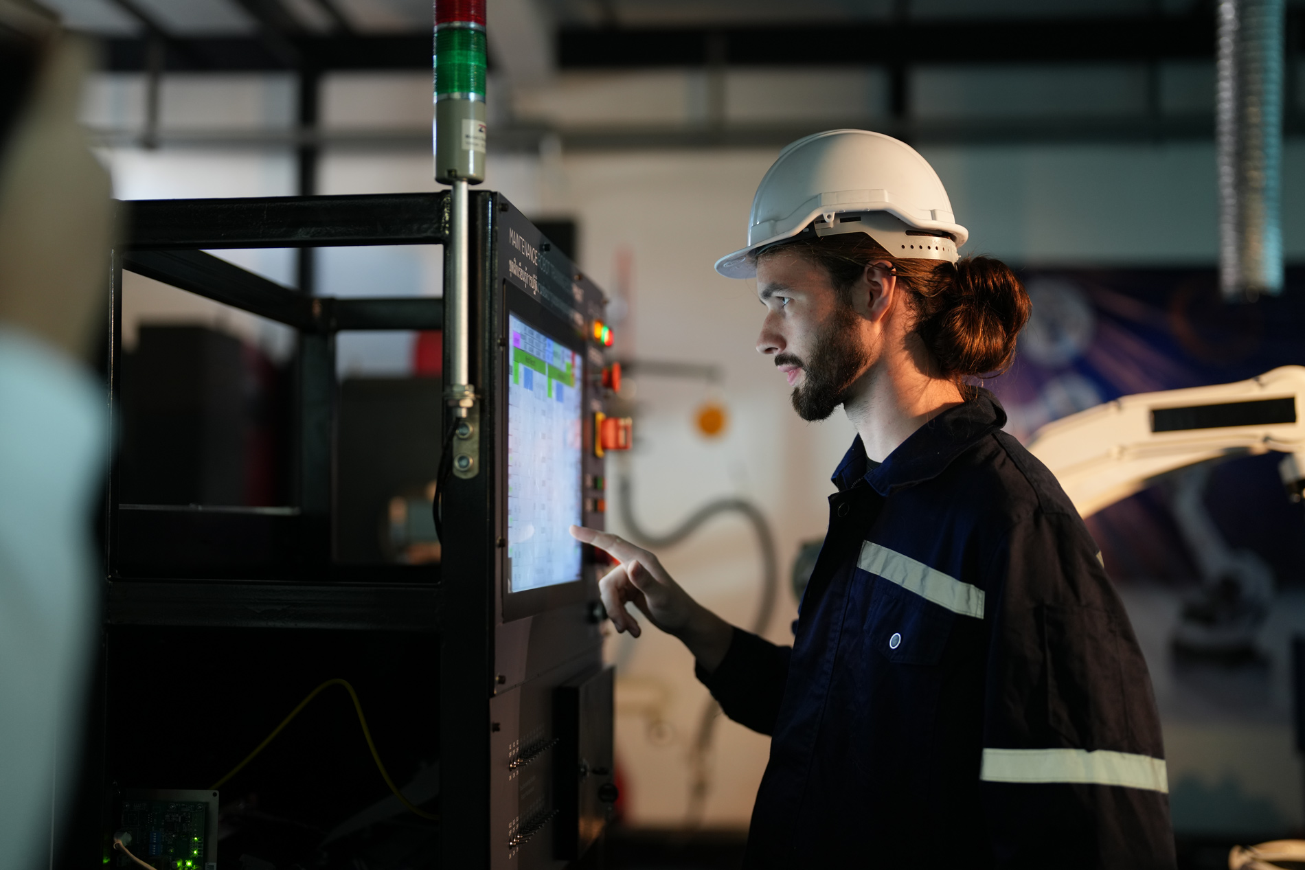 Industrial automation team reviewing control systems