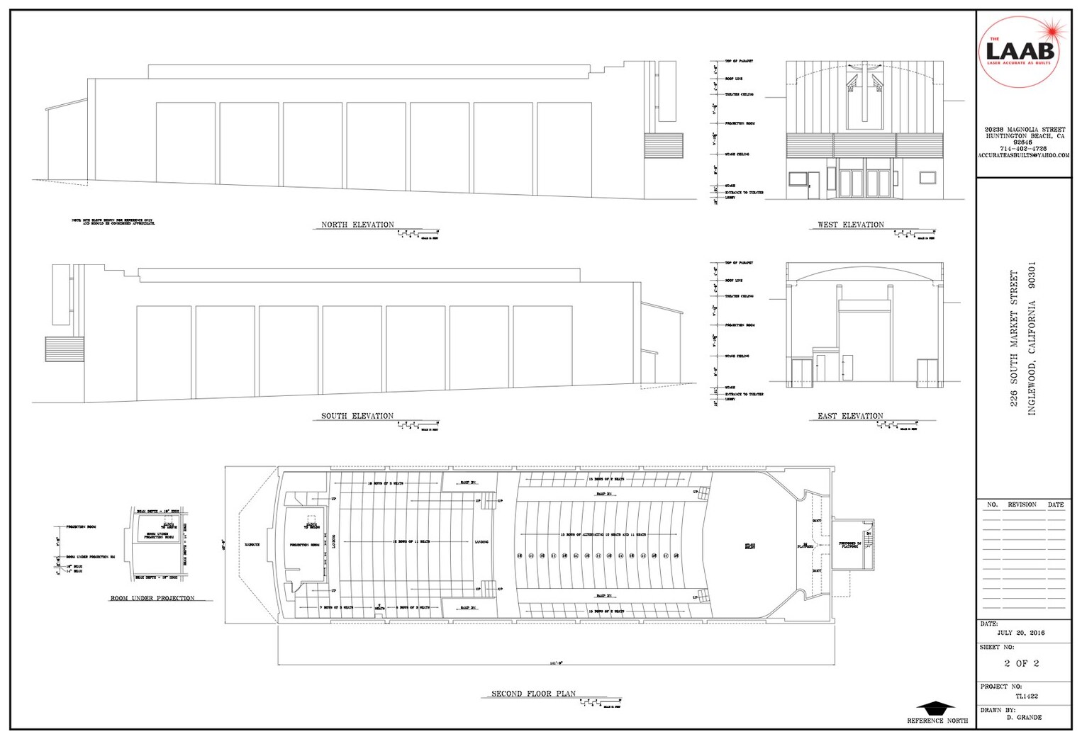 Theater elevations and second floor plan