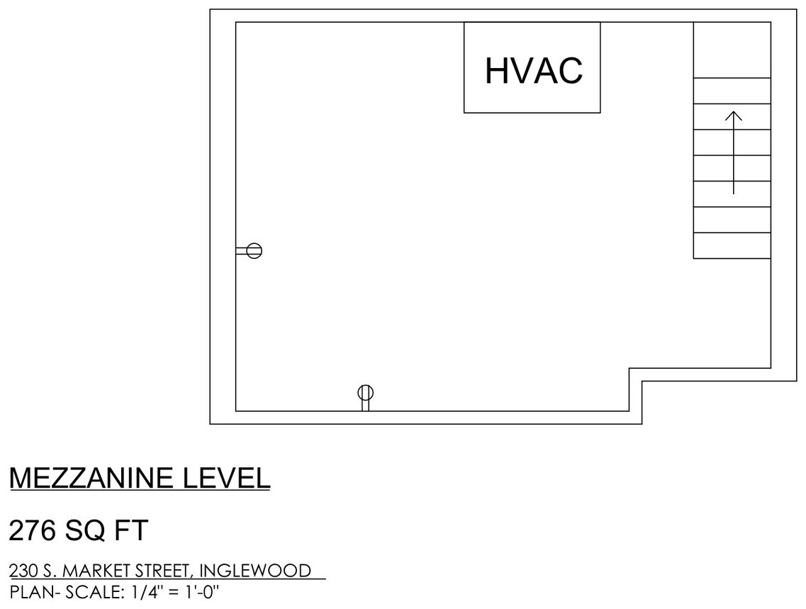 Mezzanine level plan for 230 South Market Street, 276 square feet