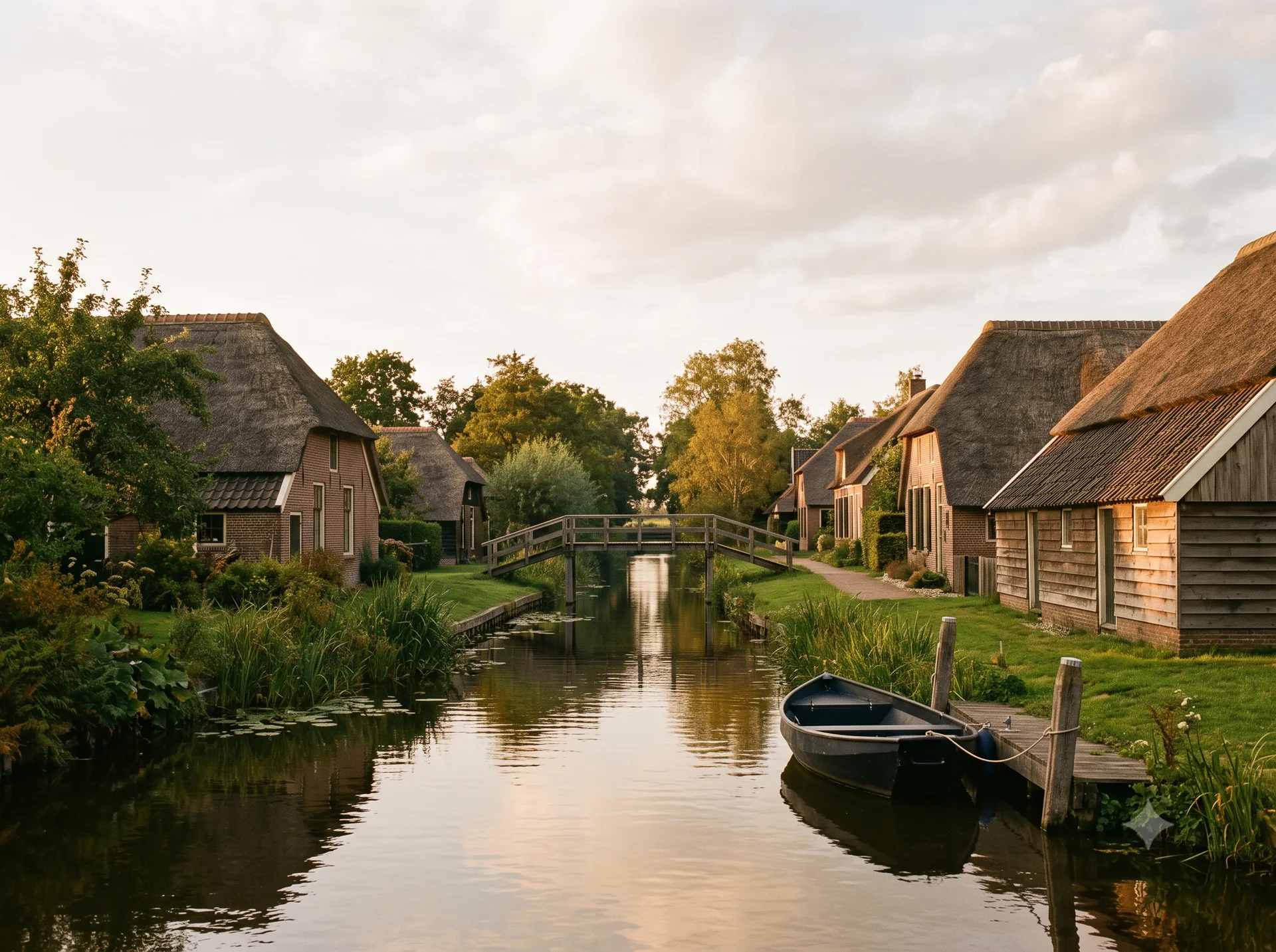 Fietspad door de polder bij een windmolen