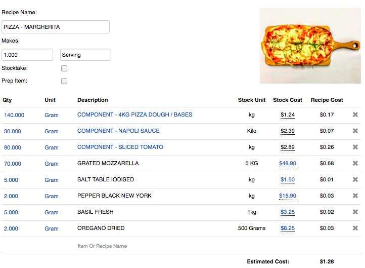 Restaurant recipe
