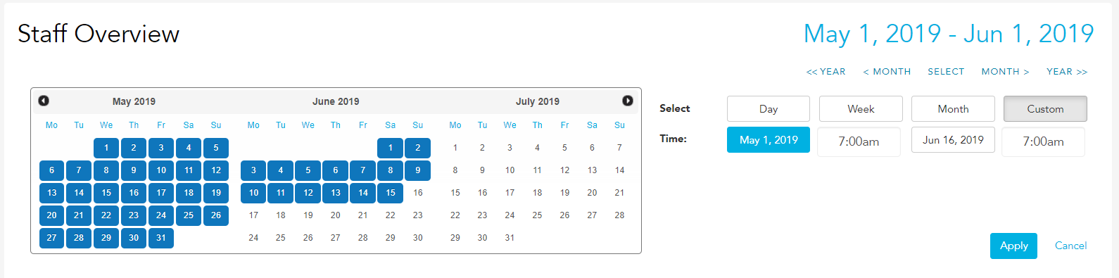 Customizing the report time frame