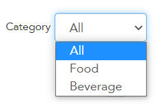 Category dropdown selector