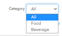 Category dropdown selector