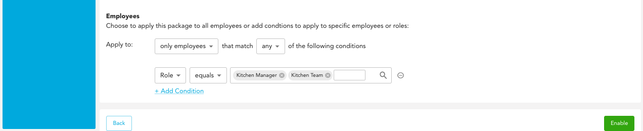 Adding a role condition to a pay adjustment package
