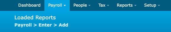iPayroll Payroll > Enter menu