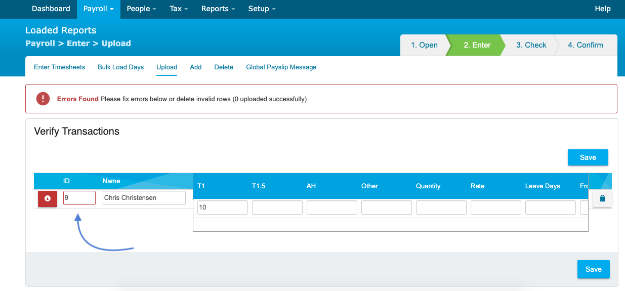 iPayroll import error: Pay Code mismatch