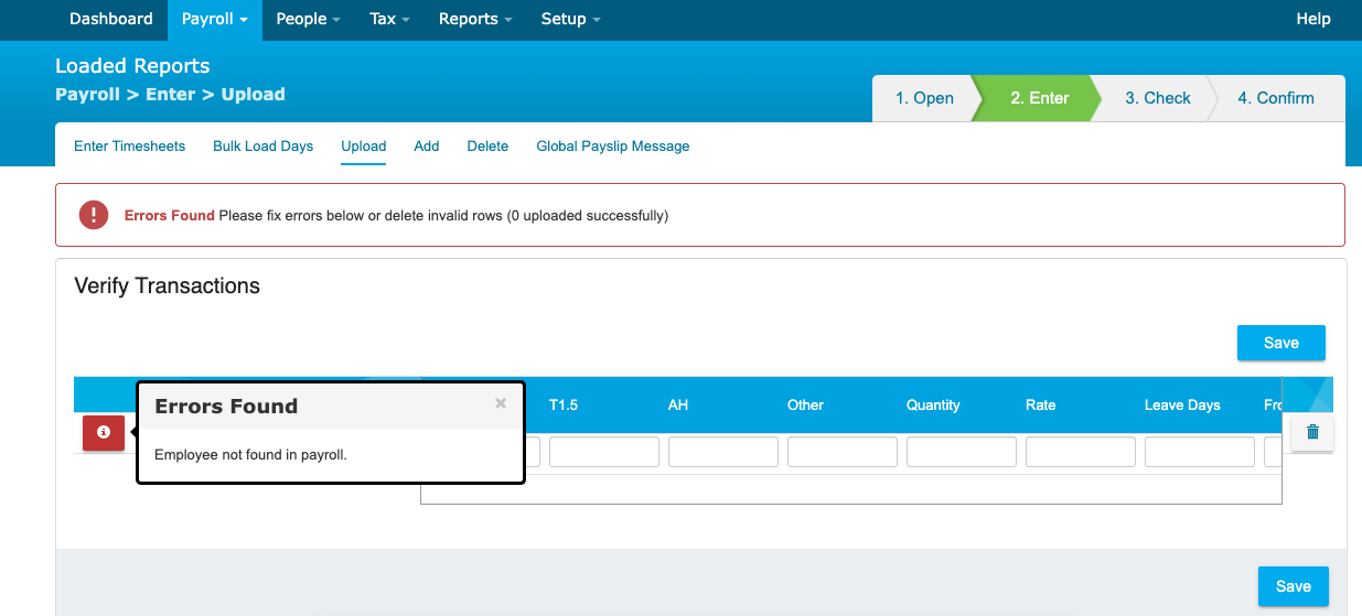 iPayroll import error: staff not added to payroll run