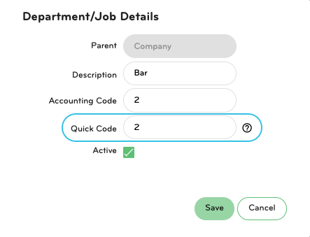 Quick Code field in Smartly