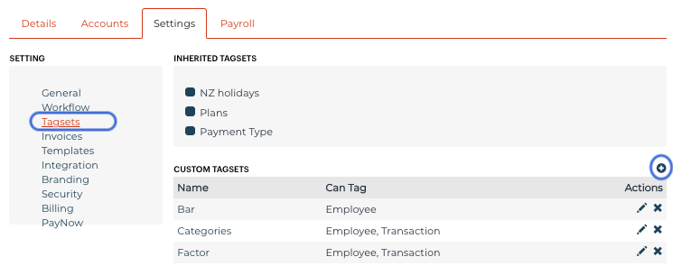 PaySauce Tagsets plus button