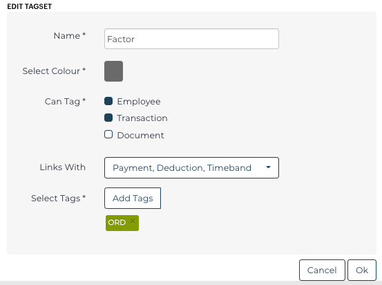 PaySauce Factor tagset sample