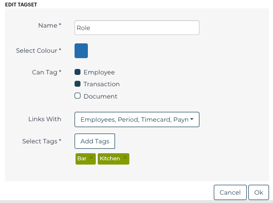 PaySauce Role tagset sample