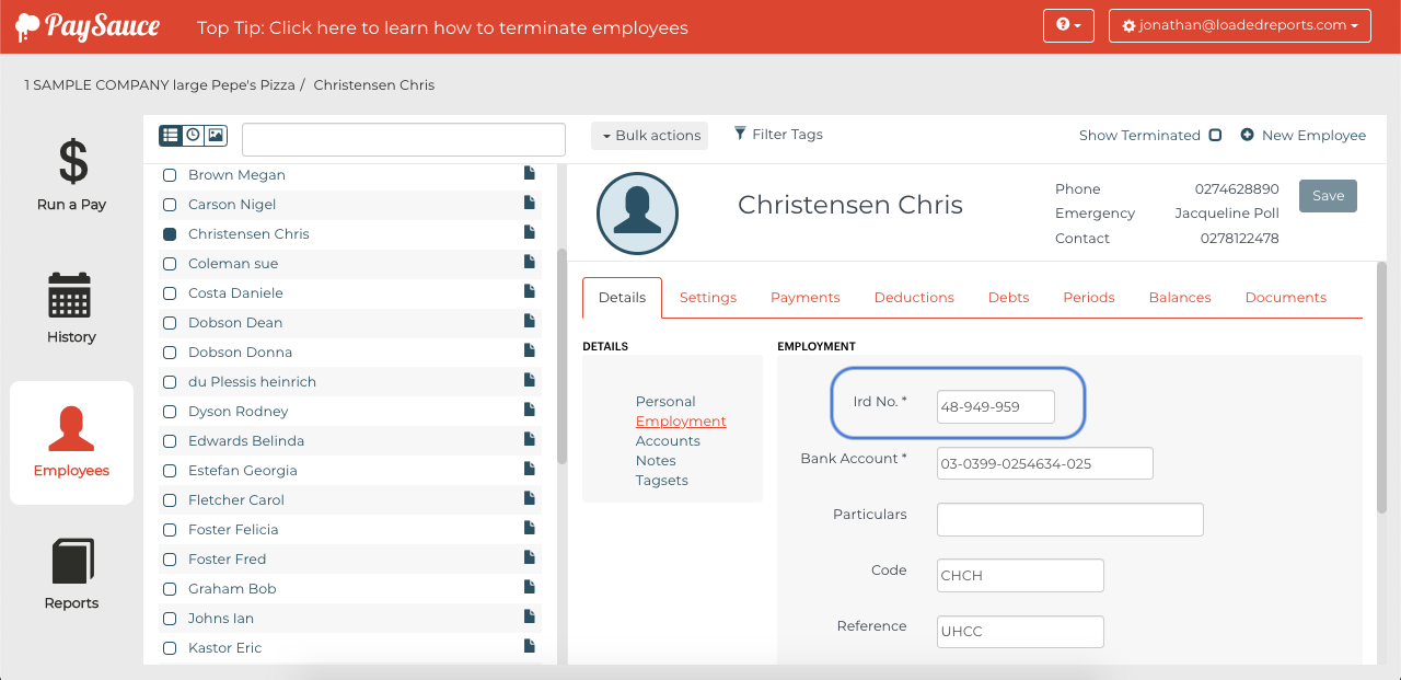 PaySauce Employee Details Editor