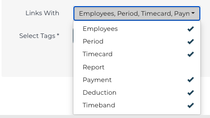 PaySauce Links With dropdown for Role tagset