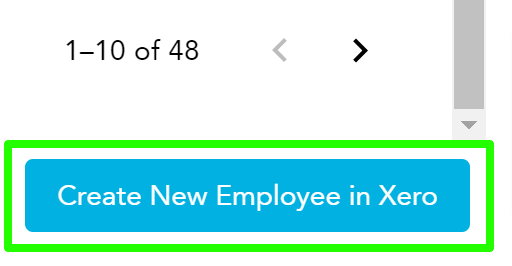 Create New Employee in Xero button