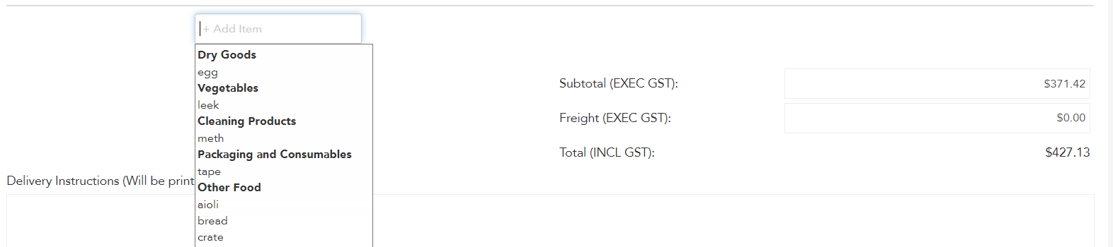 Adding an item not on the original purchase order in Loaded