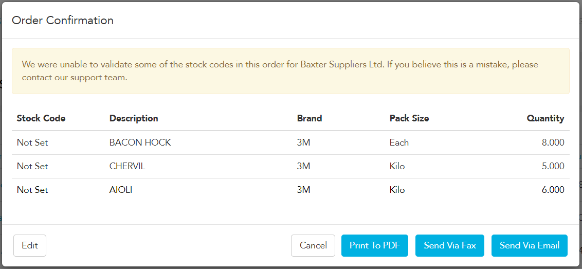 Print to PDF button on a purchase order in Loaded