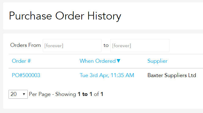 Reopening an order by clicking the order number in Order History in Loaded