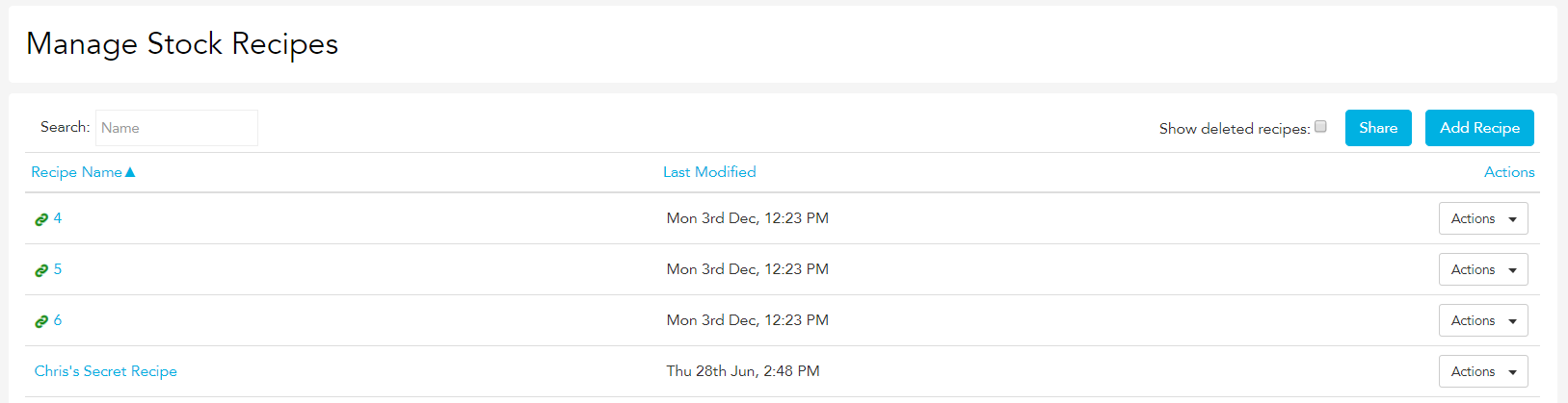 Finding a recipe to count in the Recipes section in Loaded