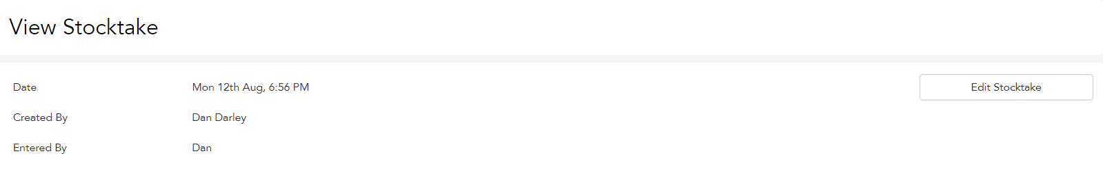 Edit Stocktake button on a completed stocktake in Loaded