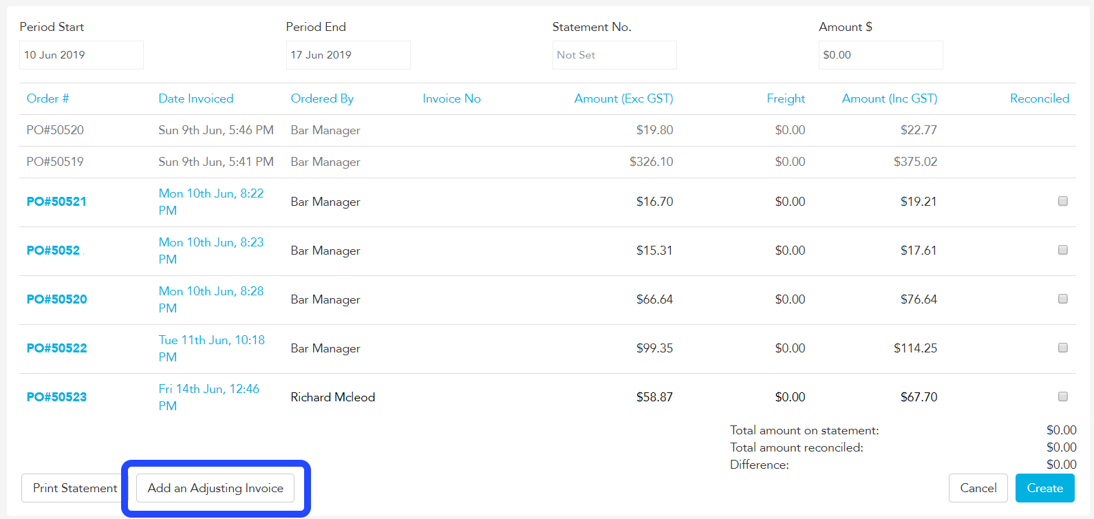 Adding an adjusting invoice to fix a small reconciliation difference