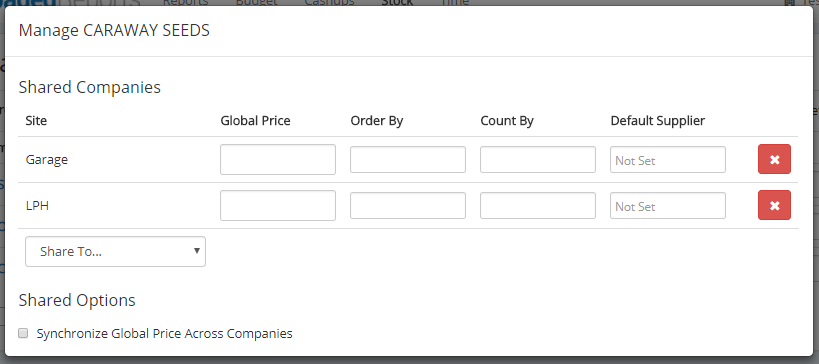 Selecting Manage Site Item from a shared item's Actions menu
