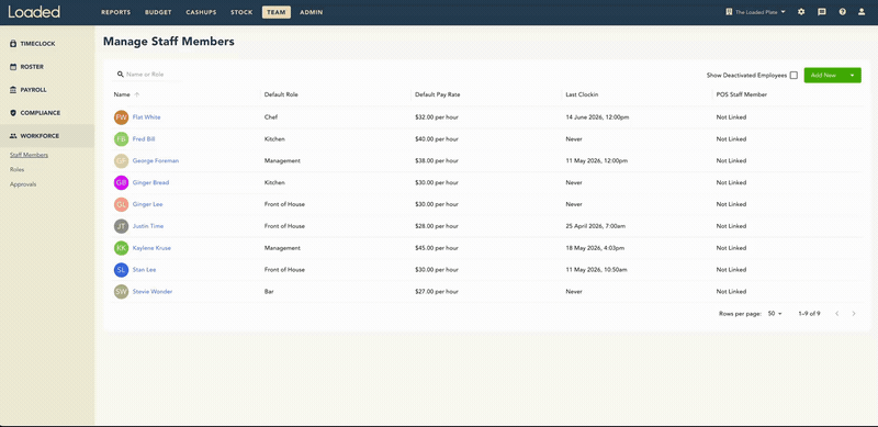 Editing a staff member's Job tab