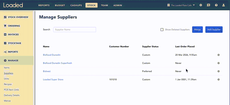 Merging suppliers in Loaded