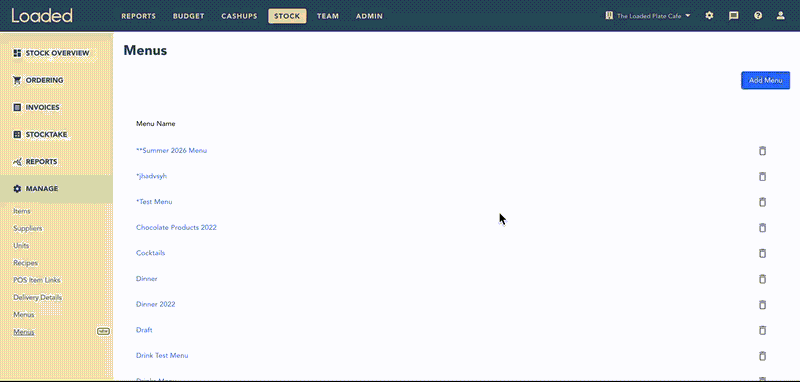 Creating a menu and setting sell price in Loaded
