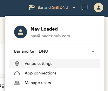 Loaded company settings and user menu
