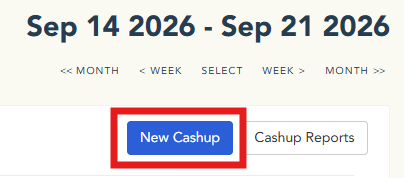 New Cash Up button on the Cashup overview page