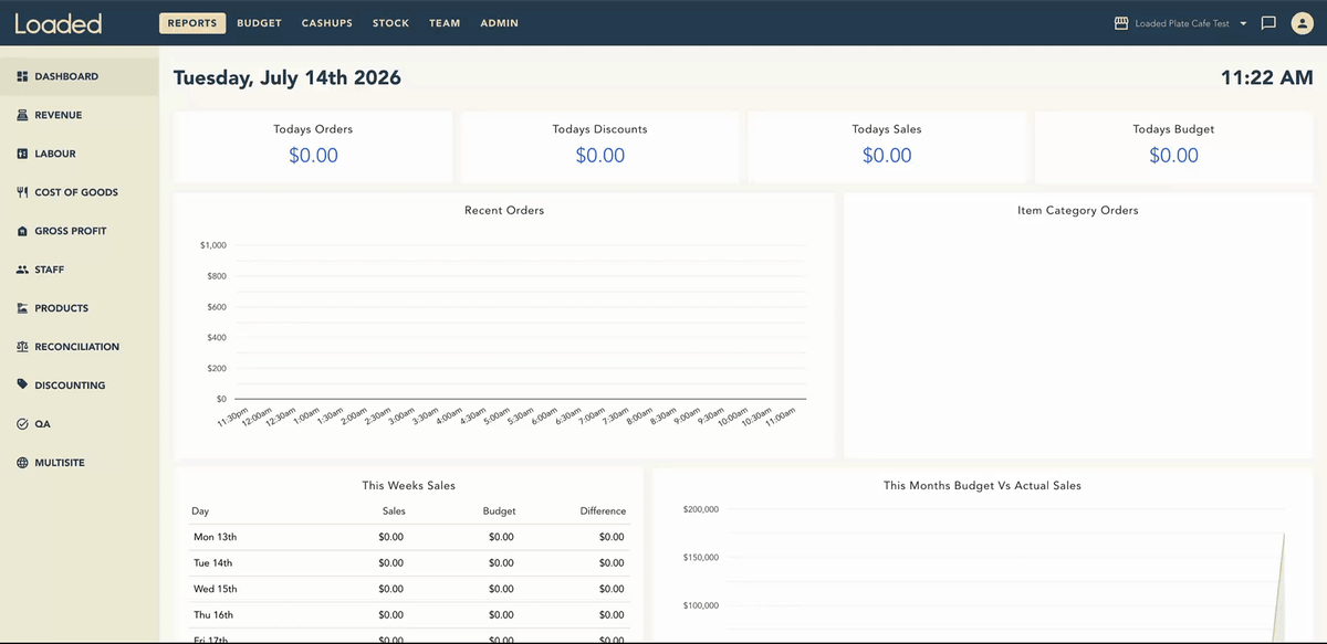 Walkthrough of the four Venue Settings tabs: Reports, Location, Team and Tax