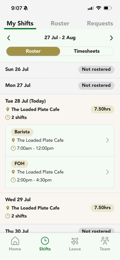 Offering a shift to a specific team member in the Team App