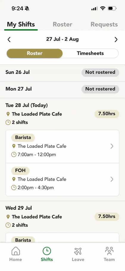 Offering a shift to everyone eligible in the Team App