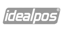 idealpos company logo in white on a gray rounded rectangle background.