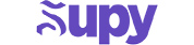 Stylized text logo reading 'supy' in bold purple letters with an abstract design to the left.