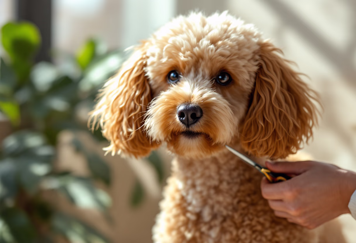 image of a dog being groomed in a relaxed pet environment