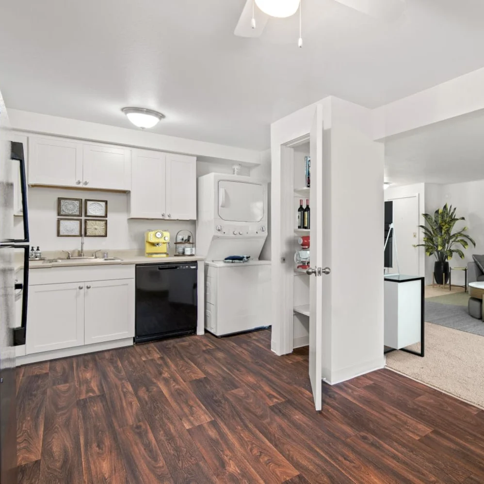 Kitchen with white cabinets
