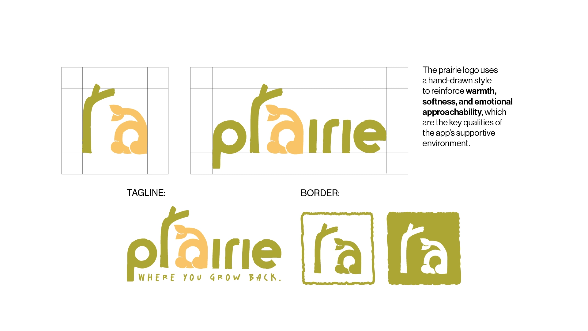 Prairie logo system, tagline, and border variants